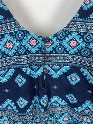 Aerie Boho Print Button Front Full Coverage One Piece Swimsuit XL thumbnail 3