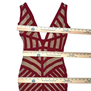 HOUSE OF CB London Genevieve Crimson Bandage And Beige Mesh‎ Dress thumbnail 11