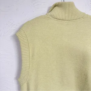 Free People Yellow Cable Knit Quarter Zip Sweater Vest Womens M Classic Preppy thumbnail 10