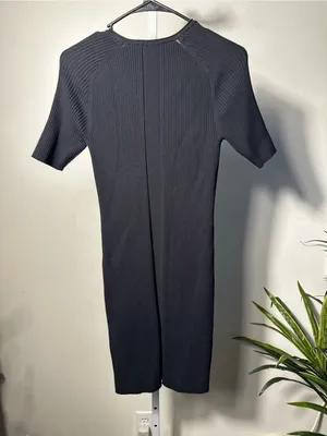 N82. Everlane Black Ribbed Midi Knit Dress thumbnail 3