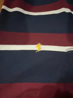 Polo Ralph Lauren kids polo shirt blue/ burgundy stripes M 10/12 thumbnail 3