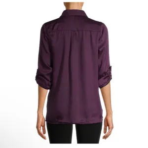 WHITE STAG Tunic Top Size S 4-6 Womens Pleated Front Roll Up Long Sleeve NWOT thumbnail 4