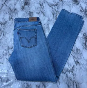 Levi's 505 distressed hem Light Wash Straight Leg Jeans size 8 casual thumbnail 1