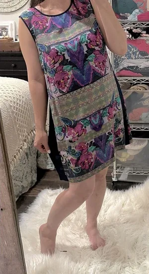 Anthropologie Kachel silk floral sleeveless dress size 12 thumbnail 1