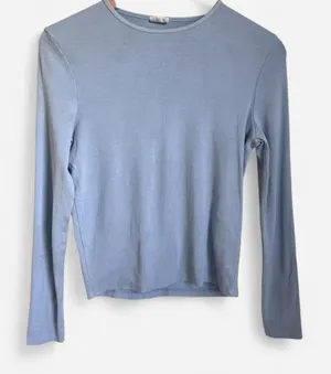 Cotton On Light Blue Ribbed Long Sleeve Top - Size XL thumbnail 1