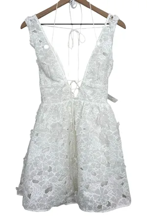 For Love & Lemons White Floral Lace Mini Dress Strappy Size Small New thumbnail 1