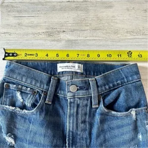 Abercrombie & Fitch High Rise‎ Mom Jeans Sz 24/00R Full Length Medium Wash Denim thumbnail 9