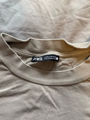 Zara Short Sleeve Crewneck Tee in Beige thumbnail 2