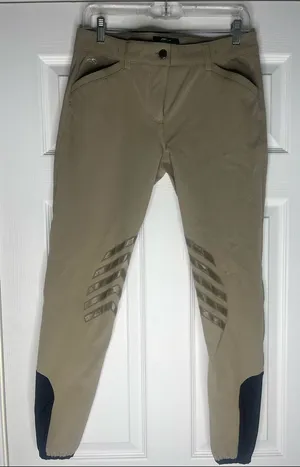 Equestrian Breeches with Silicone Knee Grip tan women’s breeches thumbnail 1