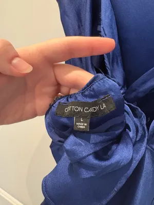 Navy Blue Satin Mini Dress Size L thumbnail 3