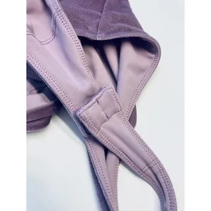 Fabletics Gigi Velour Bodysuit Women L‎ Purple One-Shoulder Snap Closure Velvet thumbnail 4