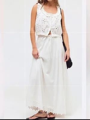 Free People Maxi Fully Lined Skirt and TOP COTTON SET. thumbnail 2