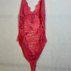 In Bloom by Jonquil Pink Lace Halter Teddy Bodysuit Thong Medium Valentines Day‎ thumbnail 2