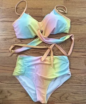 Adorable tie-dye Bikini size large fits like a medium thumbnail 1