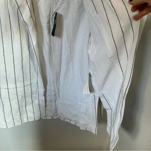 New Abercrombie & Fitch Linen blend Striped Blazer small white black pinstripe thumbnail 10