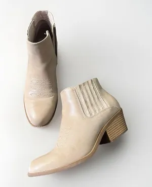 Frye and Co. Women's Jude Stacked Heel Booties Stone Camel 7.5 Western thumbnail 3