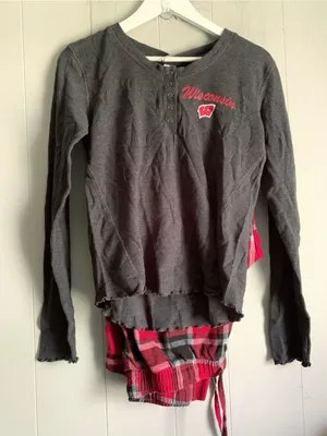 Bottom Drawer Sleepwear Ladies UW Badger Red Plaid PJ Lounge Pant Set L thumbnail 1