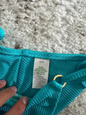 aerie Teal Ribbed Bikini Bottoms thumbnail 3