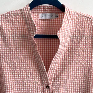 Petal + Pup Shirt Dress Women S/M Peach Gingham‎ Cottagecore Tiered Mini Button thumbnail 5