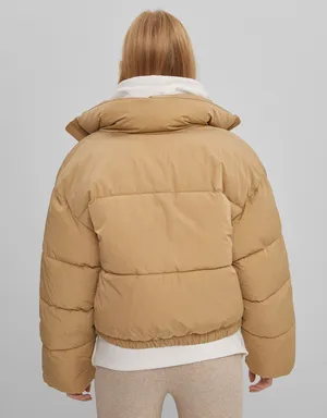 Bershka nwt camel puffer padded jacket thumbnail 10