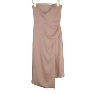 Cushnie Blush Pink Strapless Asymmetrical Midi Dress Formal Size 2 Extra Small thumbnail 2
