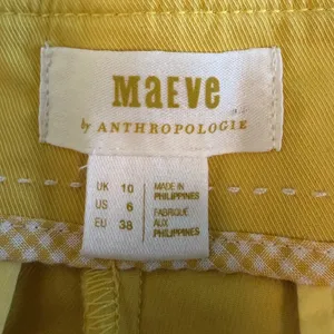 Maeve Anthropologie Yellow‎ Pleated High Waisted Shorts Size 6 Side Zip Cotton thumbnail 3
