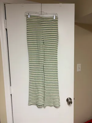 Double Zero Green Beachy Striped Knit Pants Medium thumbnail 2