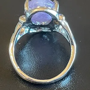 Purple amethyst gemstone S925 silver ring size 5.25 thumbnail 4