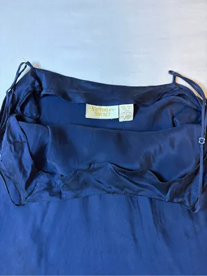 Vintage Victoria’s Secret Gold Label 100% Silk Navy Slip Dress S 90s thumbnail 9
