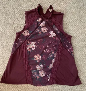 Floral Turtle Neck Tank Top thumbnail 4