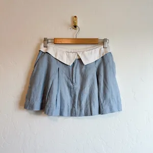 Reformation | Hailey 100% Linen Low Rise Mini Skirt in Mineral Blue‎ thumbnail 4