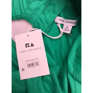 Free Assembly Square Neck Belted Romper Women Size M Green Cotton Sleeveless thumbnail 2