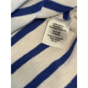 J.Crew Pineapple Stripe Top L Blue White Nautical Embroidered Cotton Shirt thumbnail 9