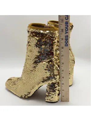 Steve Madden Georgia Gold Sequin Side Zip Ankle Boots Size 6 thumbnail 3