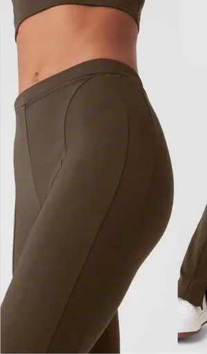 Alo High-Waist 7/8‎ Zip It Flare Legging Brown XXS thumbnail 1