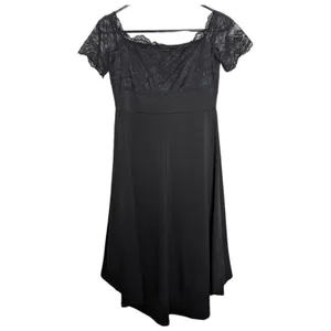Black Lace Up Dress Off-Shoulder Grommet M Dark Romantic Whimsigoth Witchy‎ Sexy thumbnail 2