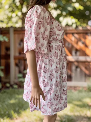 Trixxi XL Pink Floral Cottagecore Babydoll Dress Puff Sleeve thumbnail 5