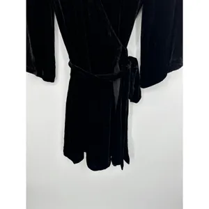 Eileen Fisher Black Velvet‎ Wrap Dress Women Sz XS Rayon Silk Holiday Party thumbnail 4