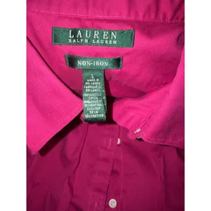 Lauren Ralph Lauren Magenta Pink Non-Iron Cotton Button Down Shirt Large thumbnail 6