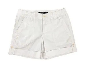 Lauren Ralph Lauren Cuffed White Linen Blend Chino Shorts Size 2 thumbnail 1