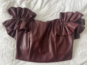 DO+BE Off The Shoulder Ruffle Leather Top thumbnail 1