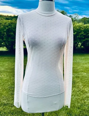 Forever 21 off white sheer lace polka dot top thumbnail 1