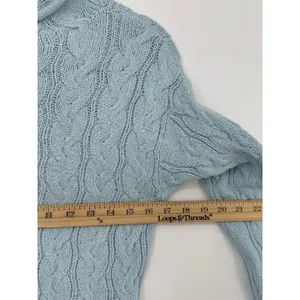 J.Crew Women’s Cable Knit Roll Neck Sweater Light Blue Size Small Cotton Blend thumbnail 5