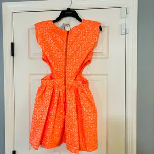 Neon Floral Brocade Fit & Flare Cut Out‎ Sides 0308 thumbnail 3
