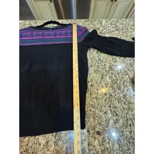 Lauren Ralph Lauren Fair Isle Sweater Mohair Wool Women Size Small Black Purple thumbnail 6