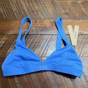 SKIMS Signature Swim Fixed Triangle Bralette Bra Wireless Pullover Blue XS thumbnail 2