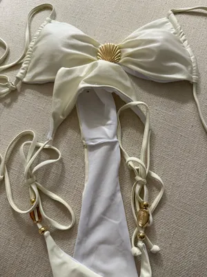 White Seashell Bikini Shein Gold thumbnail 5