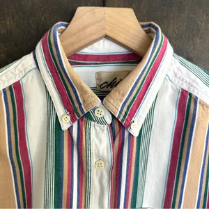 Chic Jeans Vintage 90s WOMENS Size L Western Jewel Tone Stripe Button Up Collar Indie Chic thumbnail 3
