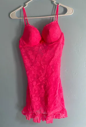 Victoria's Secret Lace Pink Babydoll Lingerie 36B thumbnail 1