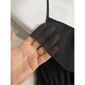 No Boundaries Little Black Dress Chiffon Adjustable Straps Sheer Ruffle Overlay S, Twee thumbnail 3